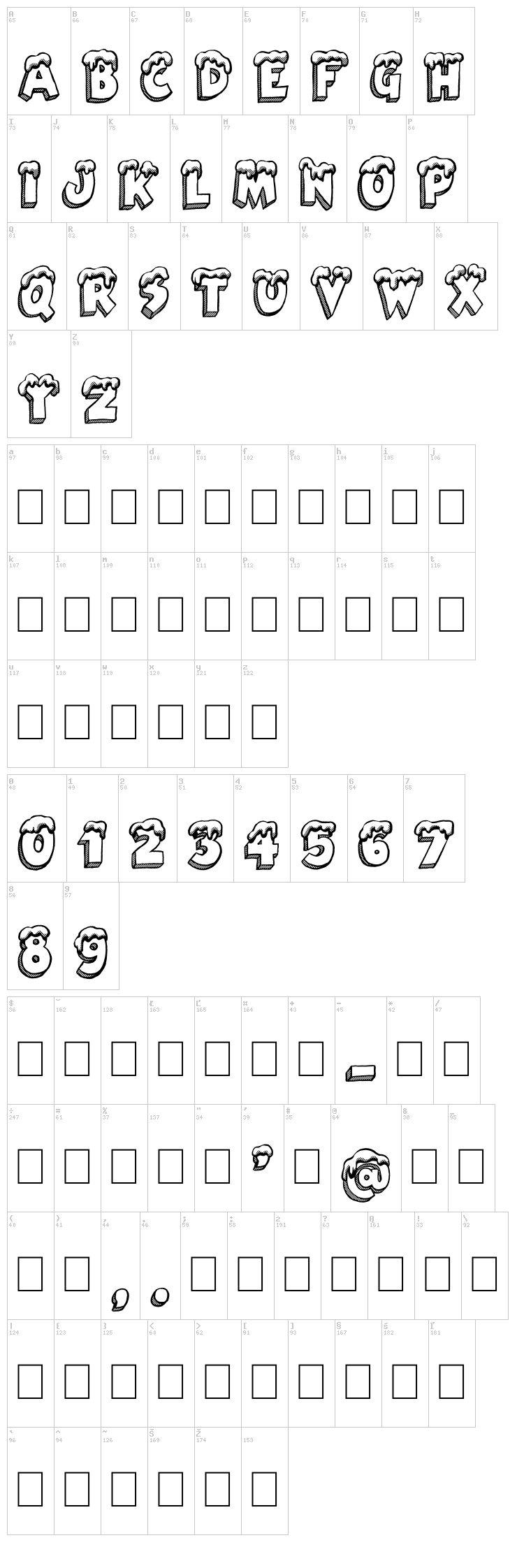 Santa's Air Mail font map